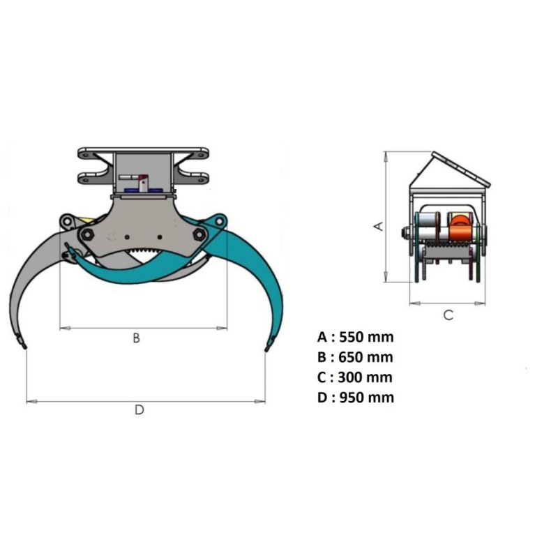 Grappin forestier MaxiGrip MG 950 RAPTOR 600 954 Grappin forestier MaxiGrip MG 950 RAPTOR 600 954